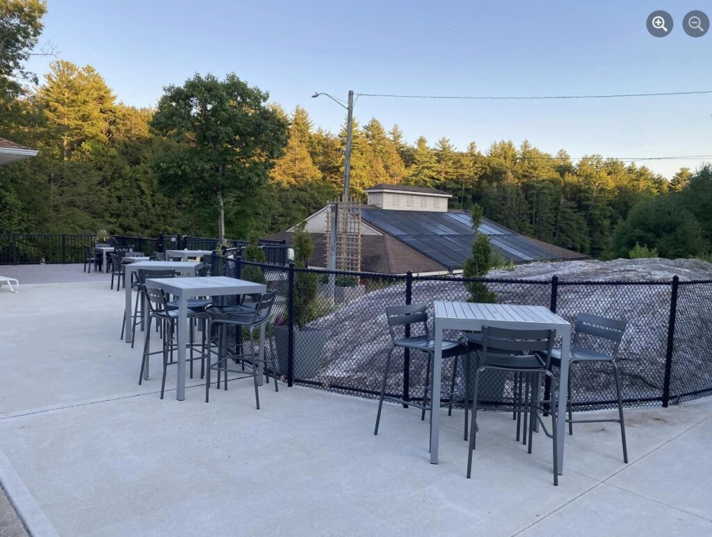 High top tables on expanded  pool deck