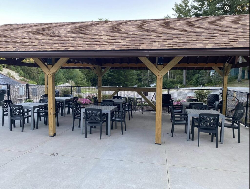 Shade structure by pool